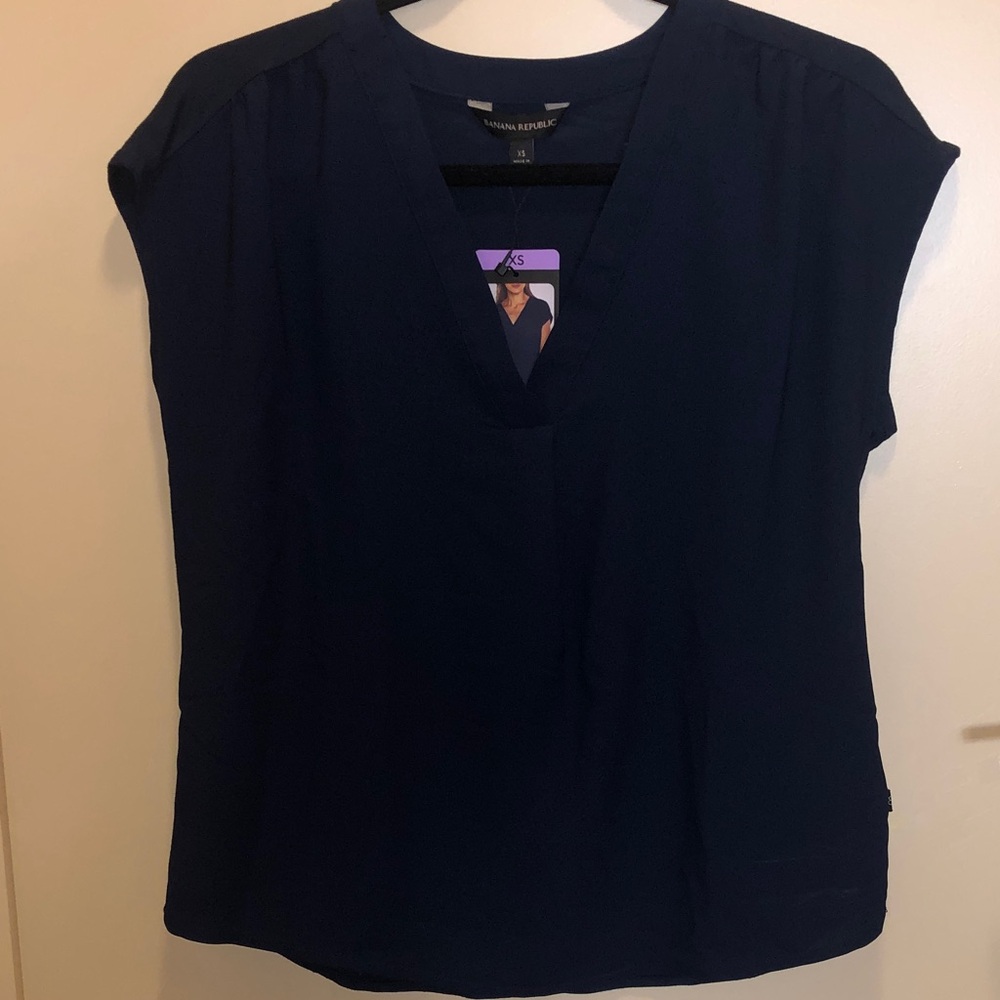 Banana Republic Navy V-Neck Blouse